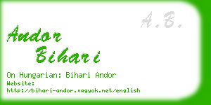 andor bihari business card